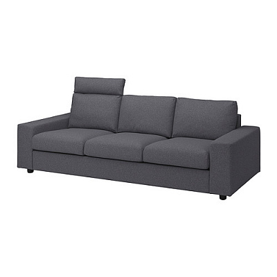 VIMLE 3-местный диван, с изголовьем с широкими подлокотниками/Gunnared классический серый