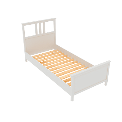 Кровать односпальная 90х200 из массива сосны, цвет белый