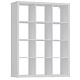 Стеллаж Каллакс/Фора двенадцатисекционный, широкий стеллаж с открытыми ячейками, тамбурат, цвет белый