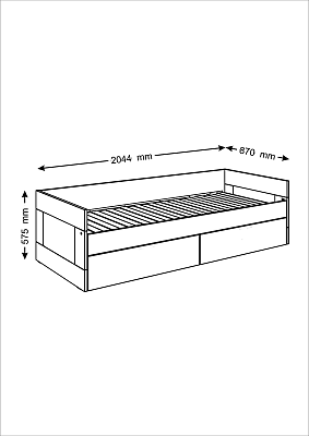 Кровать двуспальная раздвижная шириной 80(160) см, с ортопедическим основанием Лурой и двумя выдвижными ящиками, цвет Дуб Венге