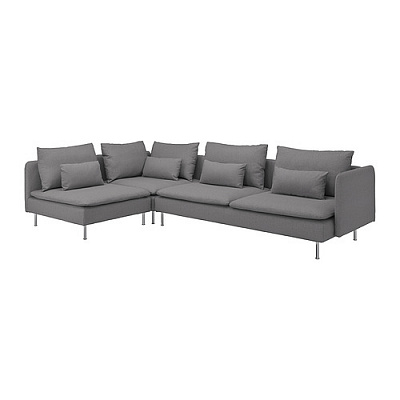 SÖDERHAMN 4-местный угловой диван, с открытым торцом/Tonerud серый