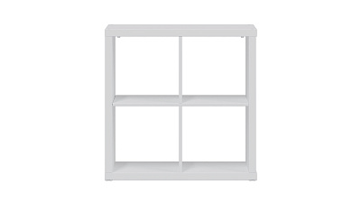 Стеллаж Каллакс/Фора четырёхсекционный, квадратной формы с четырьми открытыми ячейками, тамбурат, цвет белый