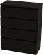 Комод с четырьмя выдвижными ящиками, цвет ясень черный
