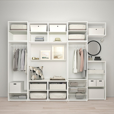 PLATSA гардероб с 10 дверями, 300x57x243 см, белый/Skatval светло-бежевый