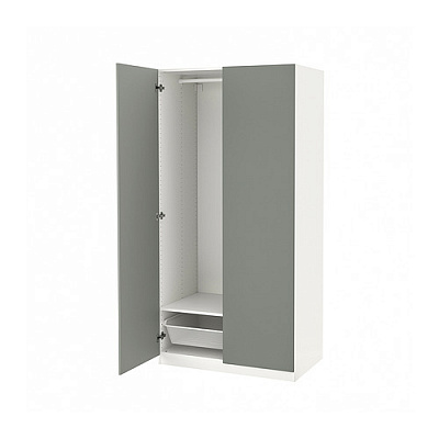 PAX/REINSVOLL гардероб, 100x60x201 см, белый/серо-зеленый