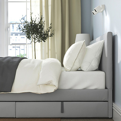 GLADSTAD кровать с обивкой,2 кроватных ящика, 160x200 cm