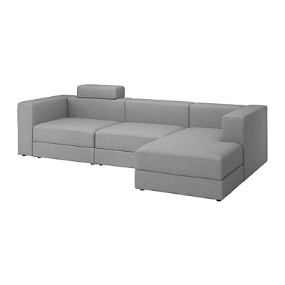 JÄTTEBO 4-местный модульный диван+козетка, правый с изголовьем/Tonerud серый