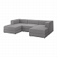 JÄTTEBO 3,5-местный модульный диван+козетка, с подлокотниками/Tonerud серый