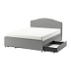 HAUGA кровать с обивкой,4 кроватных ящика, 140x200 см, Vissle серый