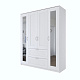 Шкаф СИРИУС четырехдверный с выдвижным ящиком и двумя зеркалами, цвет белый