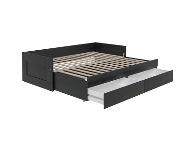 Кровать двухспальная раздвижная с ящиками для хранения, с ортопедическим основанием 90/180х200, цвет Дуб Венге