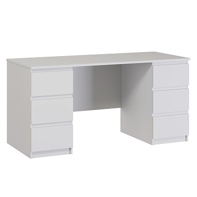 Стол письменный двухтумбовый с шестью ящиками, цвет белый