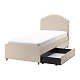 HAUGA кровать с обивкой,2 кроватных ящика, 90x200 см, Lofallet бежевый