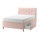 IDANÄS кровать с отделением для хранения, 140x200 см, Gunnared бледно-розовый