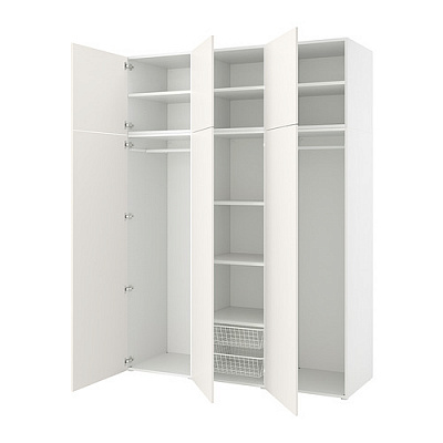 PLATSA гардероб с 6 дверями, 180x57x241 см, белый/Fonnes белый