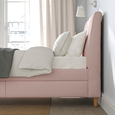 IDANÄS кровать с отделением для хранения, 90x200 см, Gunnared бледно-розовый