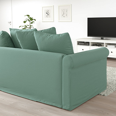 GRÖNLID 4-местный диван с козеткой, Ljungen светло-зеленый