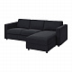 VIMLE 3-местный диван с козеткой, Saxemara черно-синий