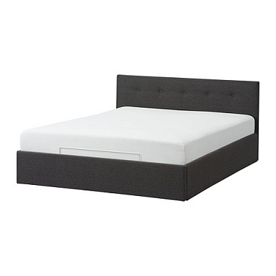 BJORBEKK кровать с подъемным механизмом, 160x200 см, серый