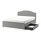 HAUGA кровать с обивкой,2 кроватных ящика, 140x200 см, Vissle серый