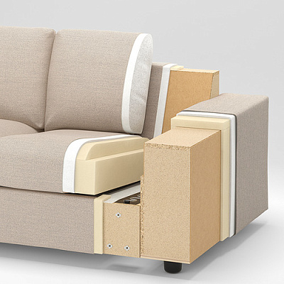 VIMLE 3-местный диван с козеткой, с широкими подлокотниками/Hallarp бежевый