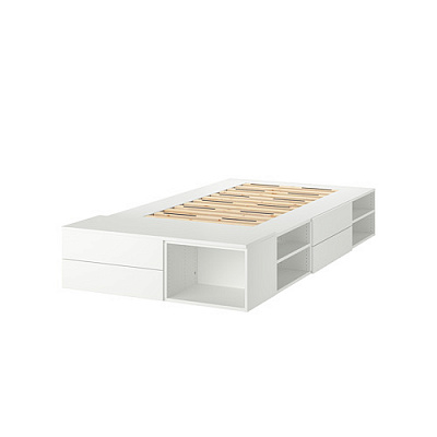 PLATSA каркас кровати с 4 ящиками, 142x244x43 см, белый/Fonnes